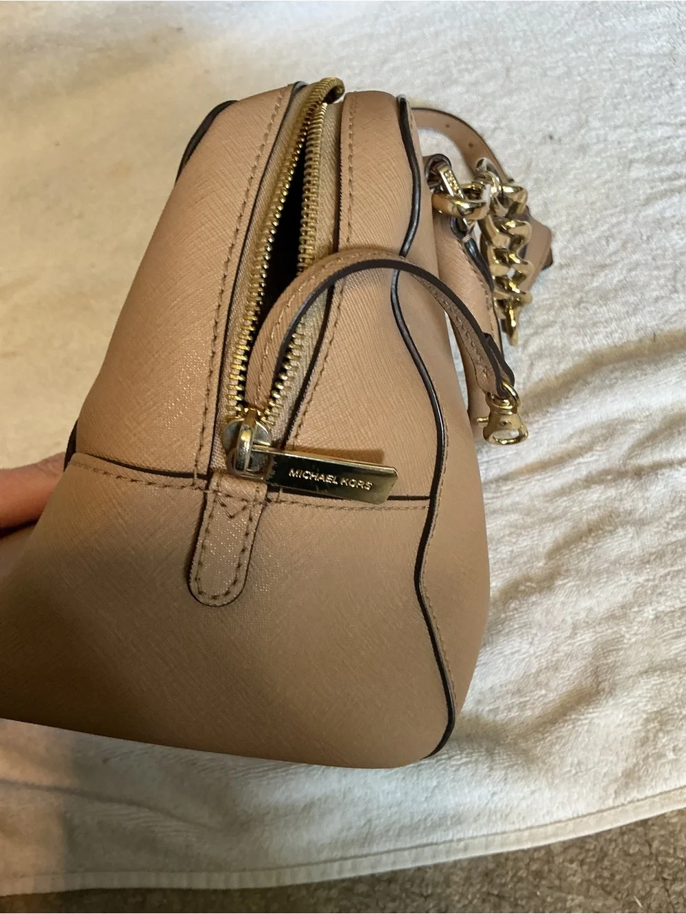 Michael Kors Tan Leather Satchel with Gold Hardware